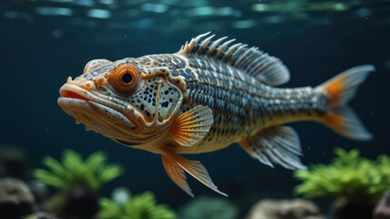 Close-up of a colorful fish in aquarium