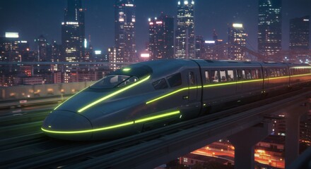 futuristic bullet train or hyperloop ultrasonic train