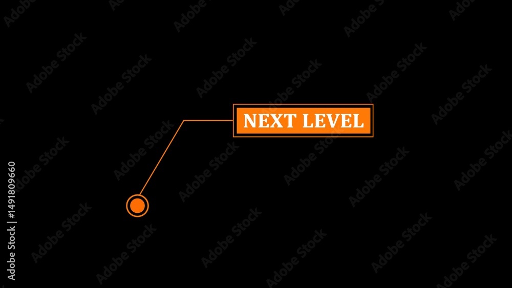 Poster modern next level callout graphic with orange elements and black background for text display