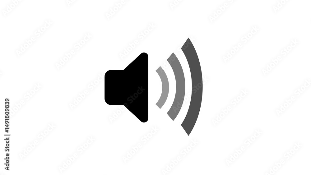 Poster simple minimalist speaker icon depicting sound and volume in monochrome for digital interface design
