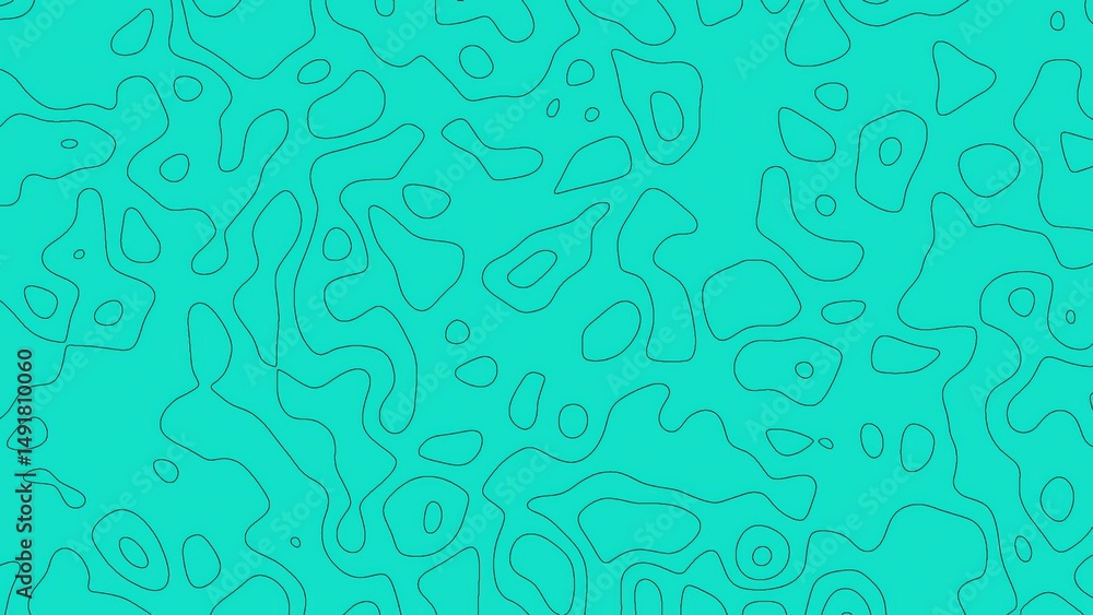Poster turquoise colored topographic map contour lines in a seamless pattern highlighting nature and earth 