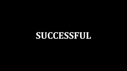 Word successful in bold white letters on a dark black background demonstrating achievement