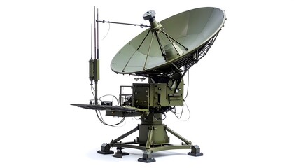 Generic equipment on White Background. Isolated view of a green surveillance device used for communication and detection in a modern setting