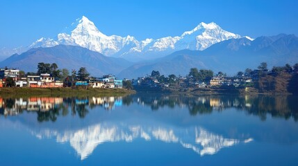 Serene Mountain Reflection Over Calm Lake in Scenic Landscape
