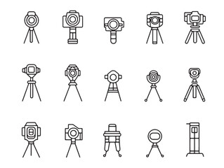 Camera Tripod Line Art Vector Illustration Design Elements
