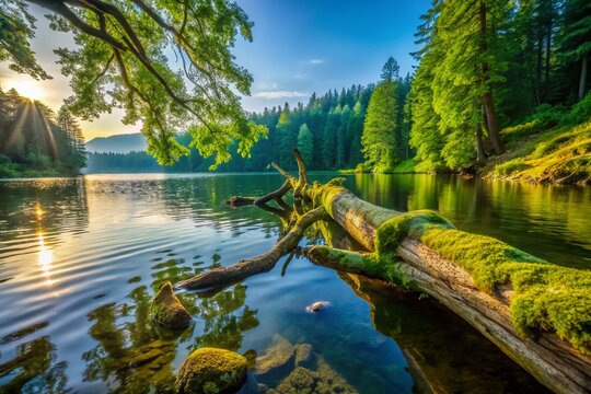 Lacamas Lake: Ancient Fallen Tree in Lush Forest - Nature Photography