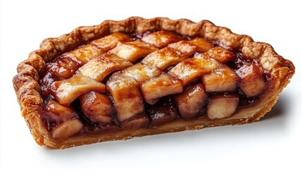 A close up shot of a delicious looking apple pie with a flaky crust edge