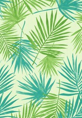 Vibrant Tropical Palm Leaves A Watercolor Seamless Pattern Design