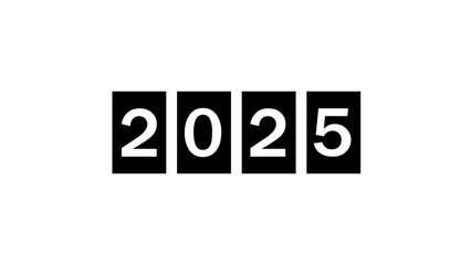 2025 futuristic countdown design featuring white numbers on black blocks for visual representation of future goals