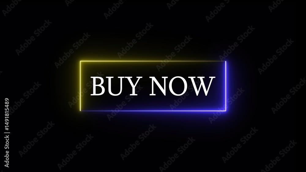 Aufkleber illuminated neon buy now button set against a black background ideal for e-commerce web design and v