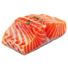Seafood items png concept. Fresh salmon fillet with herb garnish.