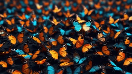 A multitude of vibrant butterflies