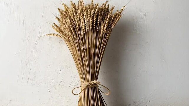 A natural bundle of dried wheat, showcasing rustic elegance.
