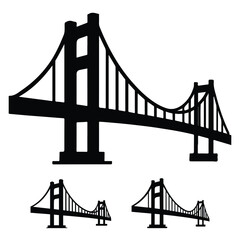A silhouette of bridge Icon vector on a white background