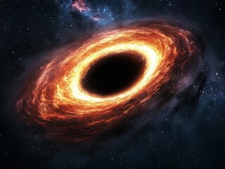 Naklejka premium Cosmic black hole, swirling flames