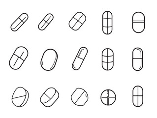 Clean capsule line art drawing perfect for creative vector projects
