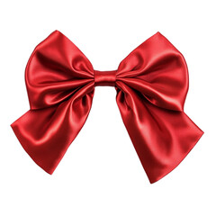 A big red satin ribbon bow isolated on white background