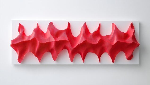 Red, wavy, abstract form on white