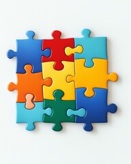 Fototapeta premium A realistic children s puzzle mockup with a branded logo on a white background