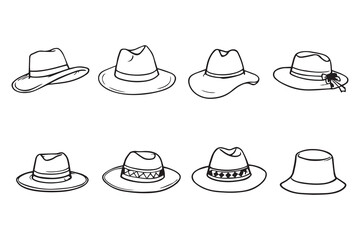 straw hat line art and black color 