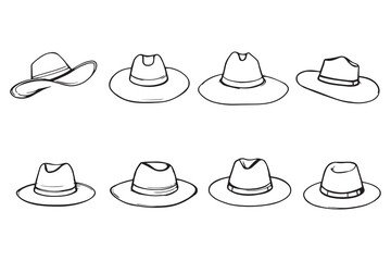 straw hat line art and black color 