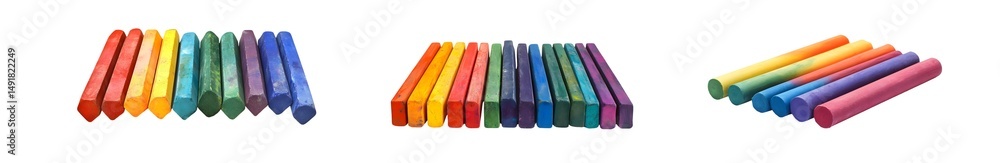 Poster colorful rectangular shapes arranged in rows. isolated on transparent background
