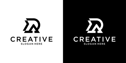 R or RR initial letter logo design vector