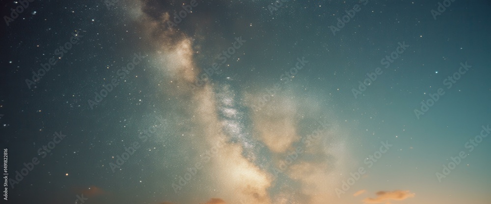 Aufkleber Spectacular view of the Milky Way galaxy at night with countless twinkling stars and a soft gradient sky