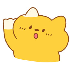 はーい！右手をあげるかわいいネコ (イエロー)