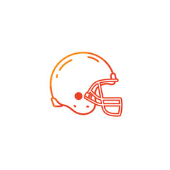 American football helmet in orange and red outline design  