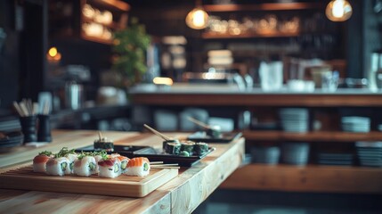 Delicious Sushi Platter at a Trendy Restaurant