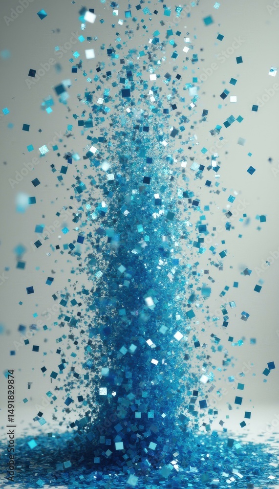 Poster Shimmering Cascade of Teal Glitter Squares Creating a Dazzling Display of Light and Texture