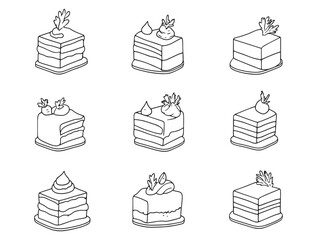 Carrot Cake Food Line Art Simple Clean Vector Icon