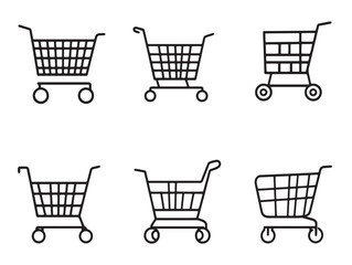 empty shopping cart line art icon for website design