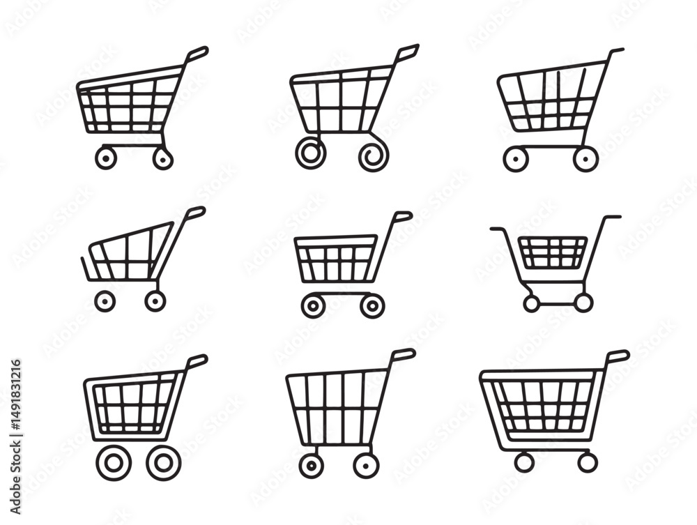 Poster clean empty cart line art vector for user interfaces