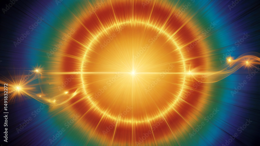 Aufkleber abstract energy burst with light ray and colorful background for science and technology