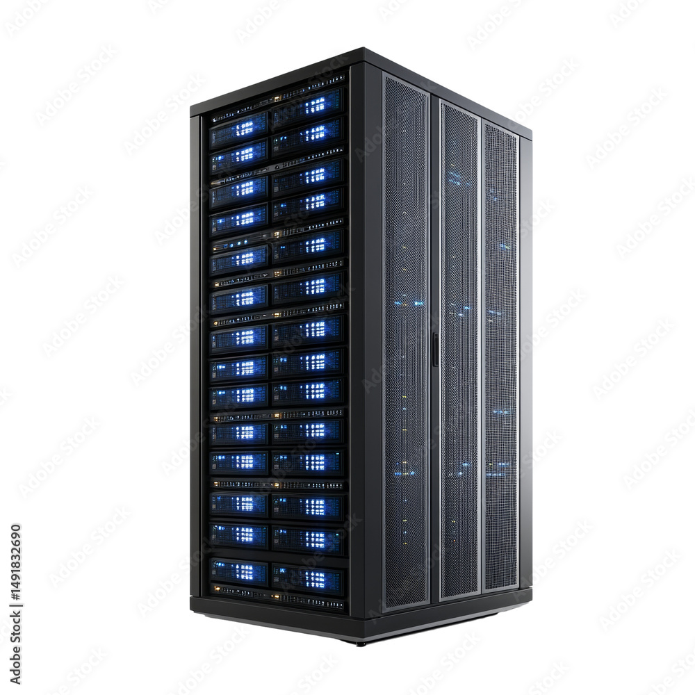 Poster Modern Server Rack Cabinet Hosting Data Center Infrastructure Element