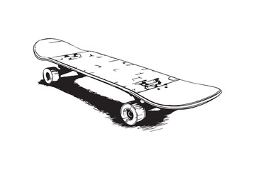 Skateboard line art and black color