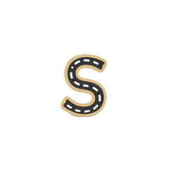 Decorative Letter S Shaped Like a Road Perfect for Children's Crafts and Educational Projects