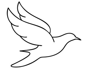 Bird Flying High Minimalist Line Art, Soaring Bird Sketch, Simple Flight Illustration, Elegant Avian Outline