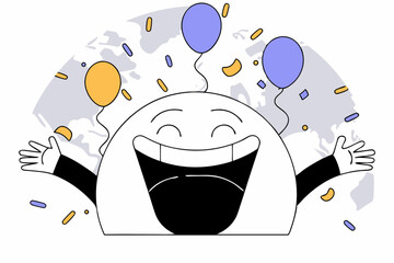 Global Belly Laugh Day Cartoon Earth Character Bringing Joy and Laughter with a Fun and Playful Planet Illustration Celebrating Humor Worldwide