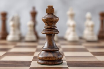 Chess King Piece Standing on a Chessboard