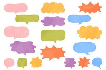 色々な感情の吹き出しセット＿水彩風