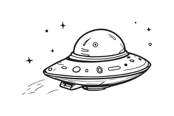 Spaceship line art and black color