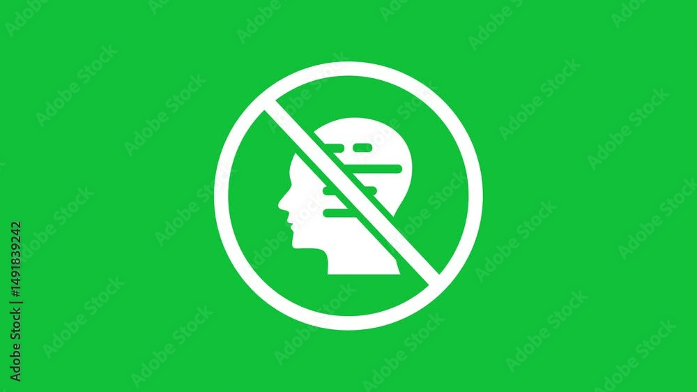 Poster no artificial intelligence ai forbidden not allowed symbol animated animation in green screen backgr