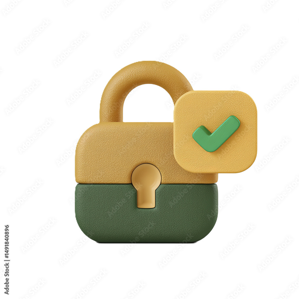 Poster secure padlock icon 3d render approved safety and security concept