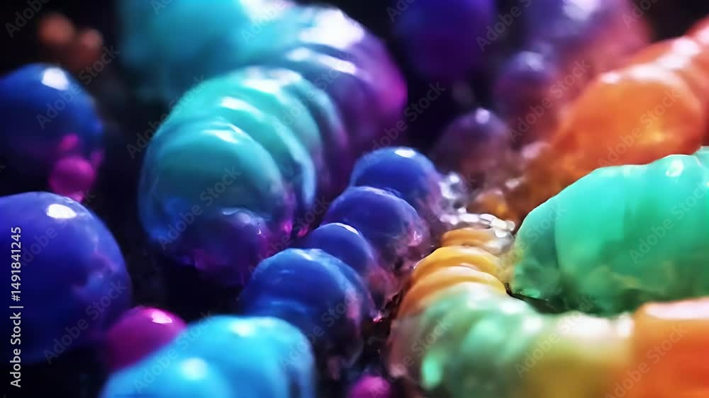 Poster rainbow gradient sphere cluster - abstract colorful background