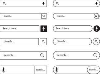 Google search bar. Internet online browser page Vector set. Vector set computer illustration searched navigator. Search bar vector icons in flat design. Vector illustration