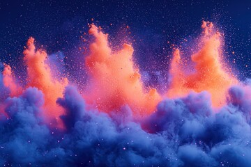 Naklejka premium Fiery, vibrant clouds explode against a night sky