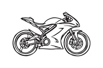 Fototapeta premium Sports Bike line art and black color